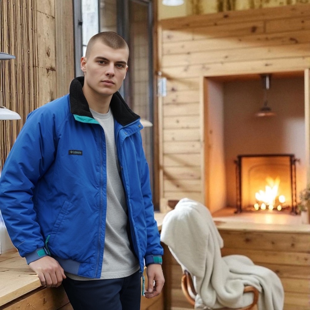 Vintage 90's Y2k Men's Columbia Gizzmo Blue/ Teal Ski Jacket Size M Fleece Lined